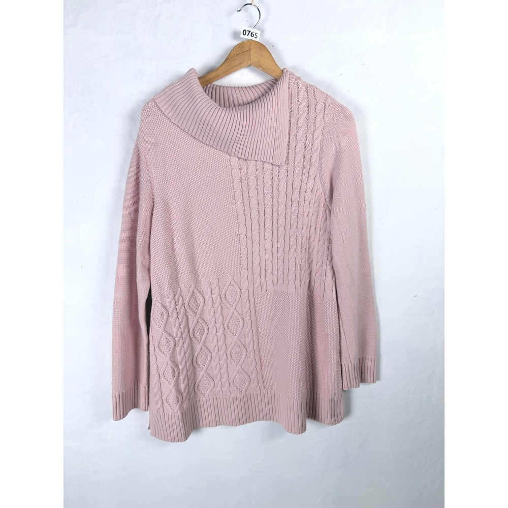 2/$30 Charter Club Pink Cable Knit Cowl Neck Pullover Sweater XL